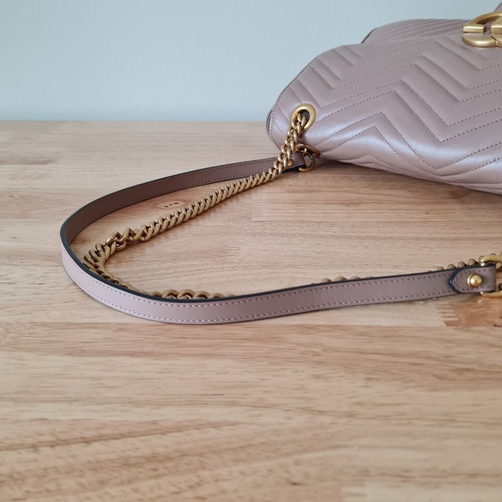 Gucci GG Marmont Large Shoulder Bag Dusty Pink Rose Mauve Matelasse Gold Rare - Picture 9 of 16